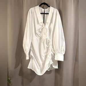 ASOS Basic Plus Size  White Ruched Women's Dress